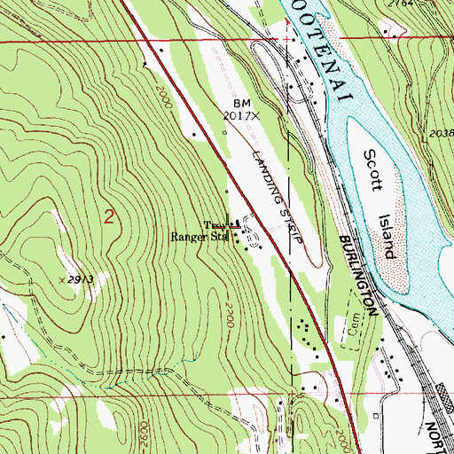 Topographic Map of Troy Ranger Station, MT