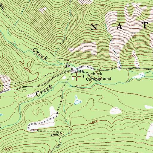 Topographic Map of Tuchuck Campground, MT