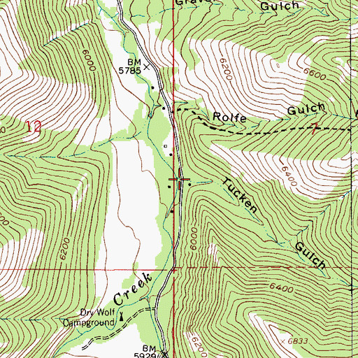 Topographic Map of Tucken Gulch, MT