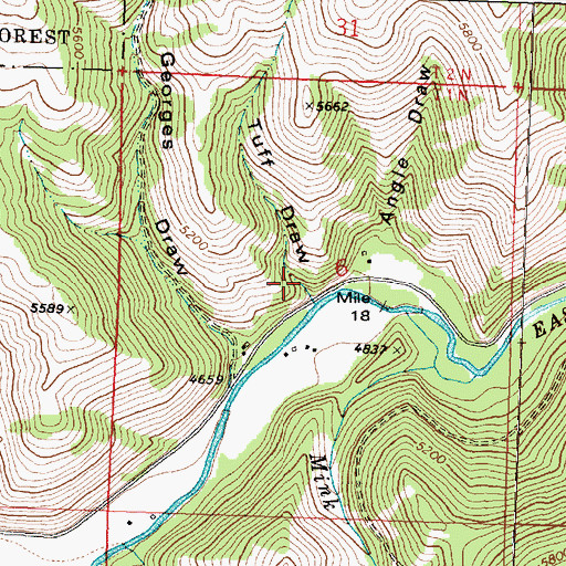 Topographic Map of Tuff Draw, MT