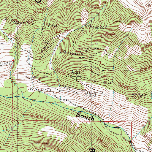 Topographic Map of Tungsten Mine, MT