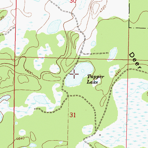 Topographic Map of Tupper Lake, MT