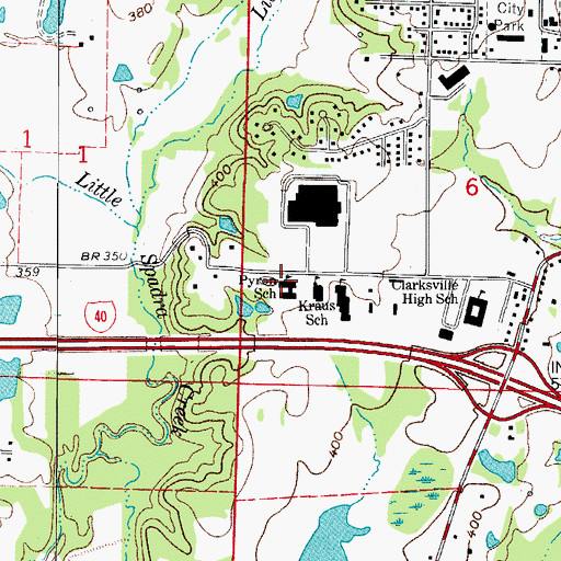 Topographic Map of Pyron Elementary School, AR