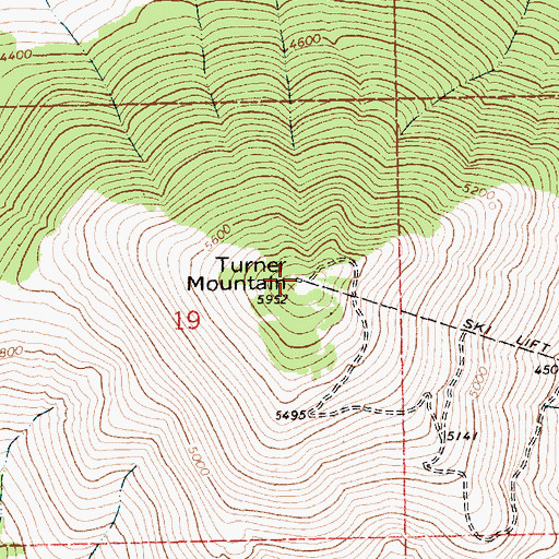 Topographic Map of Turner Mountain, MT