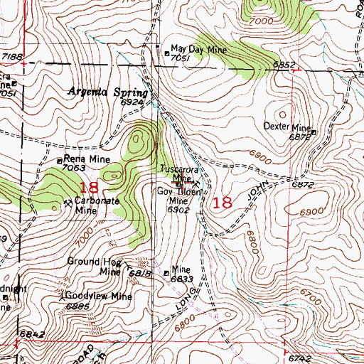 Topographic Map of Tuscarora Mine, MT