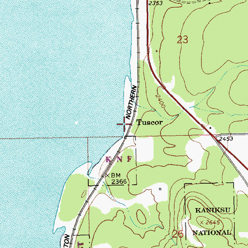 Topographic Map of Tuscor, MT