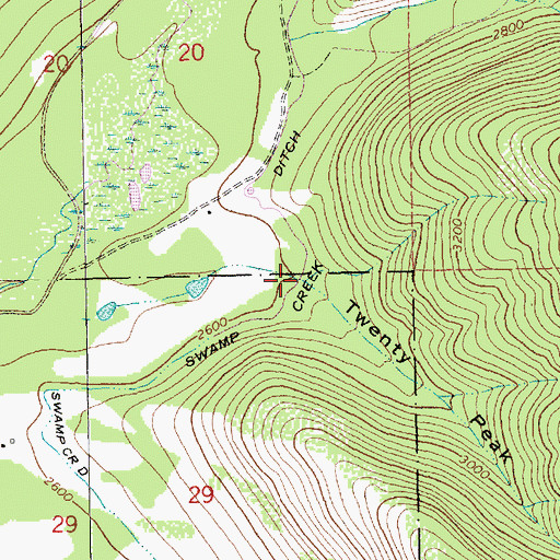 Topographic Map of Twenty Peak Gulch, MT