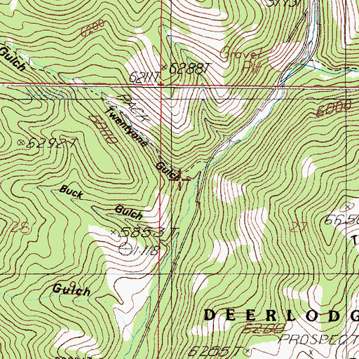 Topographic Map of Twentyone Gulch, MT
