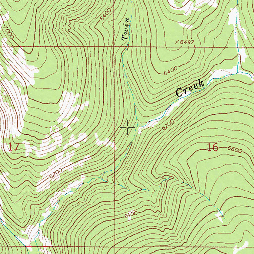 Topographic Map of Twin Cabins Creek, MT