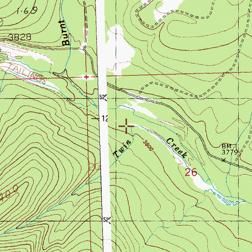 Topographic Map of Twin Creek, MT
