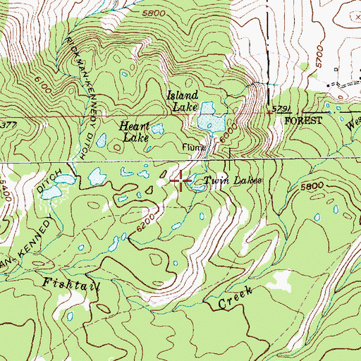 Topographic Map of Twin Lakes, MT