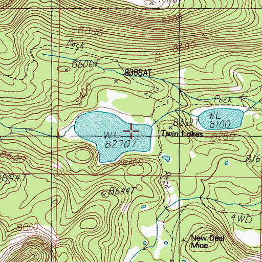 Topographic Map of Twin Lakes, MT
