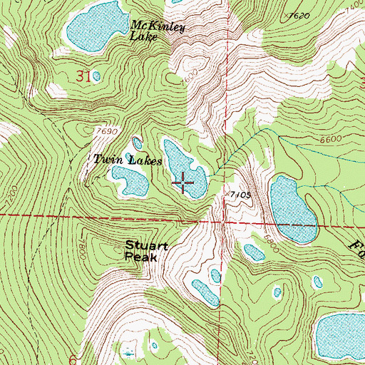 Topographic Map of Twin Lakes, MT