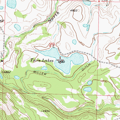 Topographic Map of Twin Lakes, MT