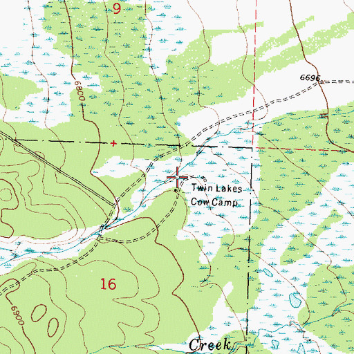 Topographic Map of Twin Lakes Cow Camp, MT