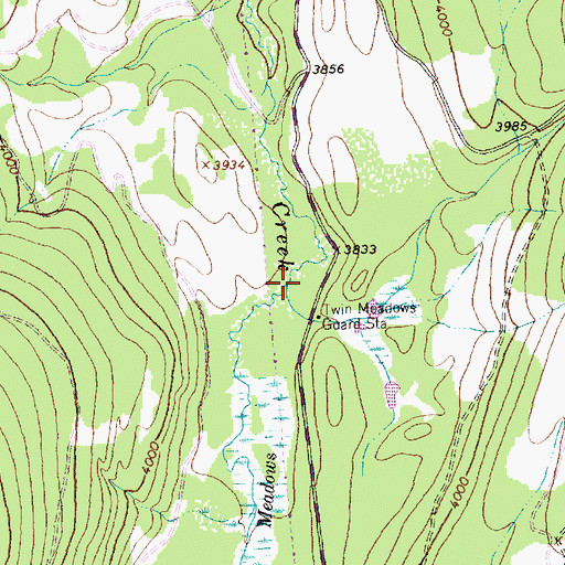 Topographic Map of Twin Meadows Creek, MT