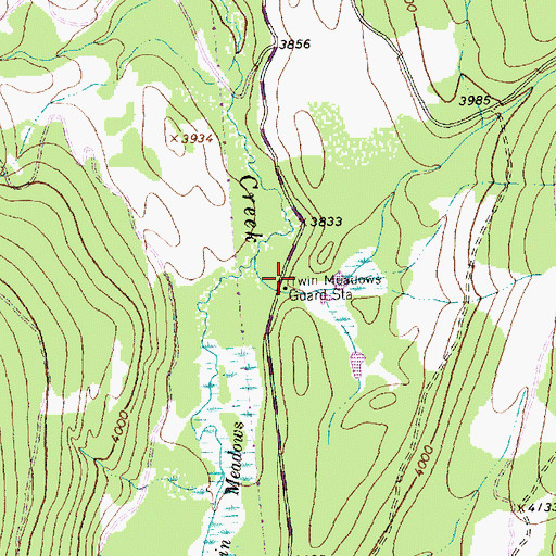 Topographic Map of Twin Meadows Guard Station, MT