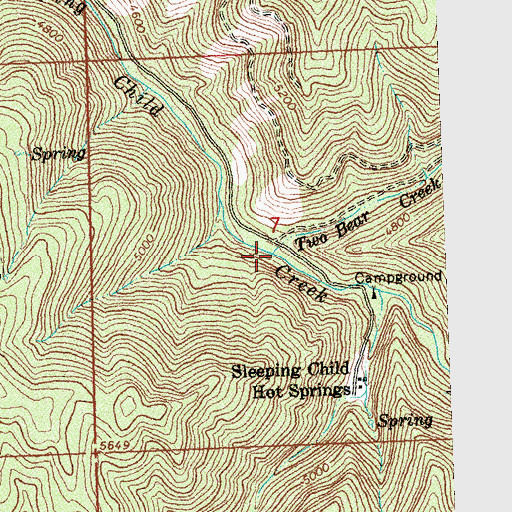Topographic Map of Two Bear Creek, MT