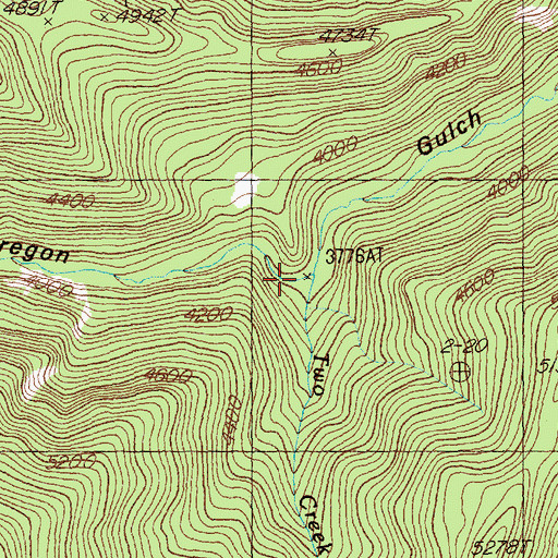 Topographic Map of Two Creek, MT