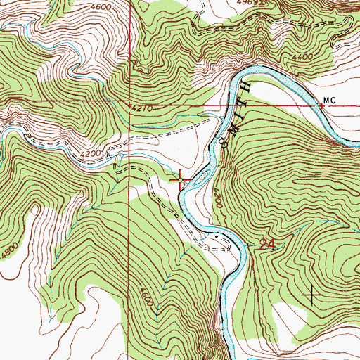 Topographic Map of Two Creek, MT