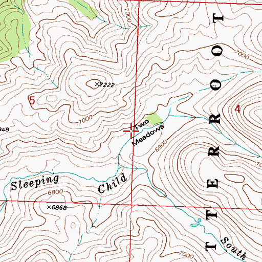 Topographic Map of Two Meadows, MT