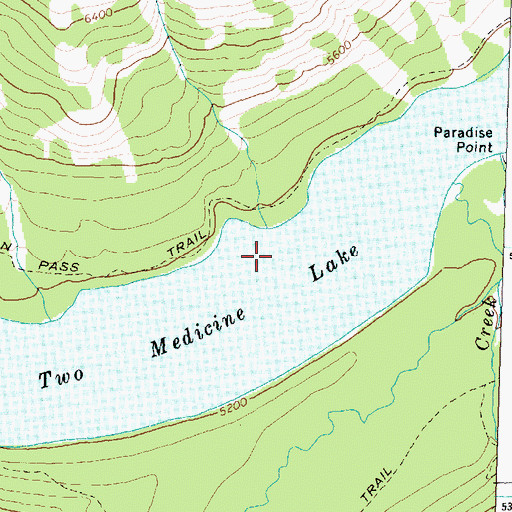 Topographic Map of Two Medicine Lake, MT