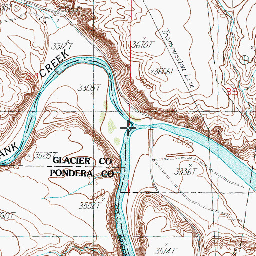 Topographic Map of Two Medicine River, MT