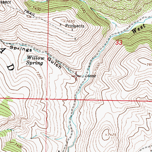 Topographic Map of Two Springs Gulch, MT
