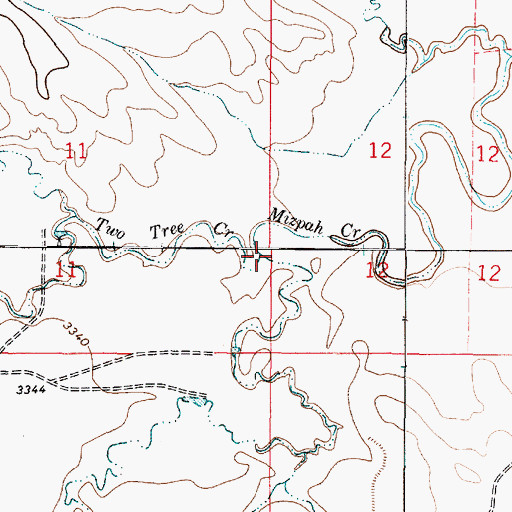 Topographic Map of Two Tree Creek, MT