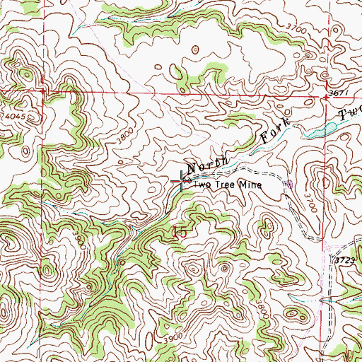 Topographic Map of Two Tree Mine, MT