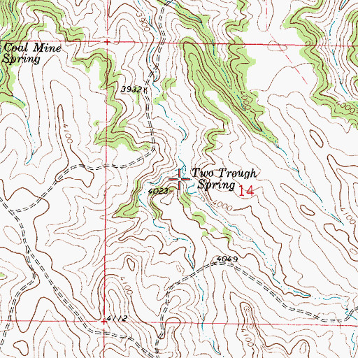 Topographic Map of Two Trough Spring, MT