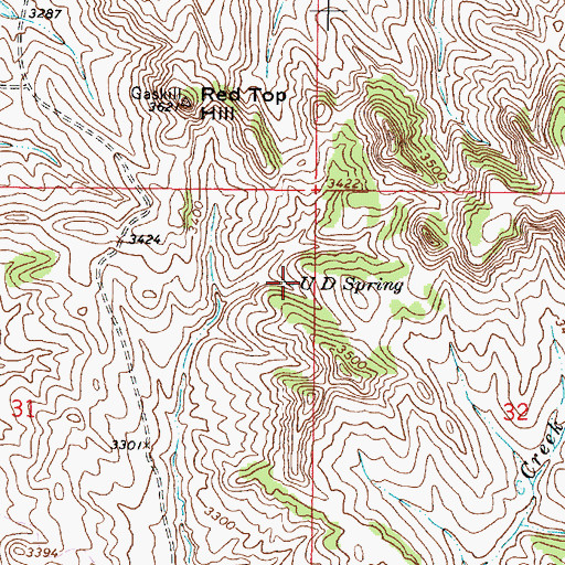 Topographic Map of U D Spring, MT