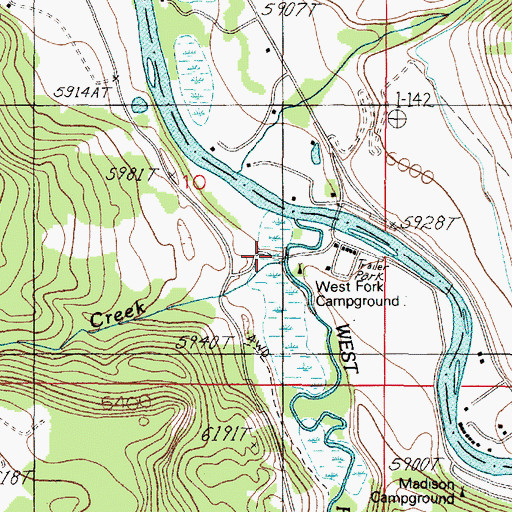 Topographic Map of United States Forest Service West Fork Camp, MT