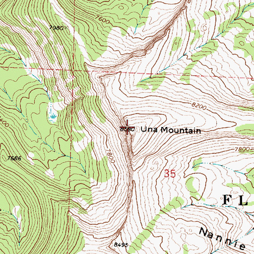 Topographic Map of Una Mountain, MT