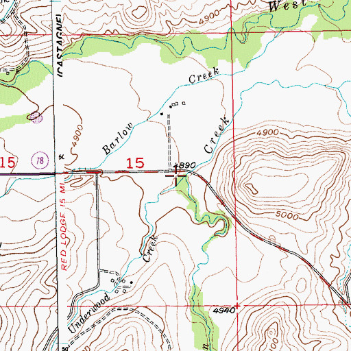 Topographic Map of Underwood Creek, MT