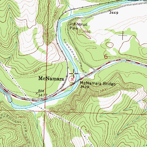 Topographic Map of Union Creek, MT