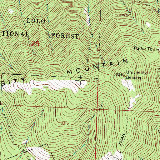 Topographic Map of University Mountain, MT