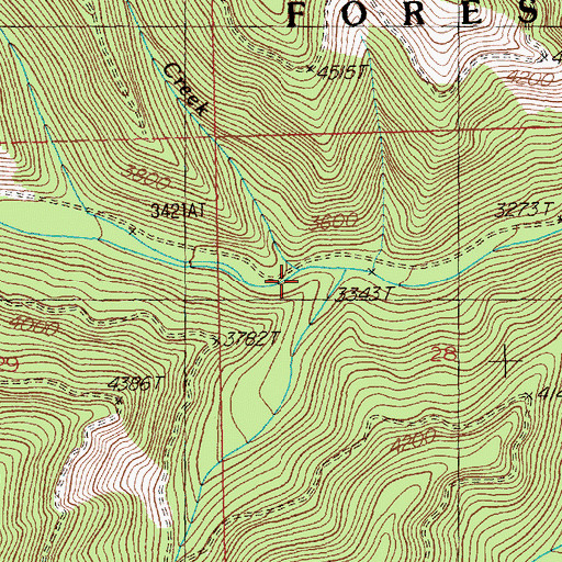 Topographic Map of Unnamed Creek, MT
