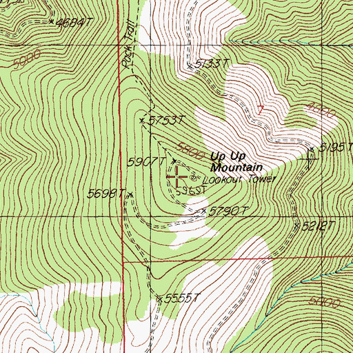 Topographic Map of Up Up Mountain, MT