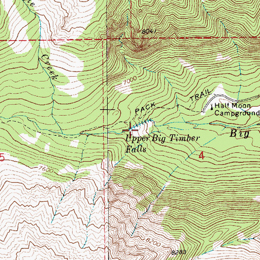 Topographic Map of Upper Big Timber Falls, MT