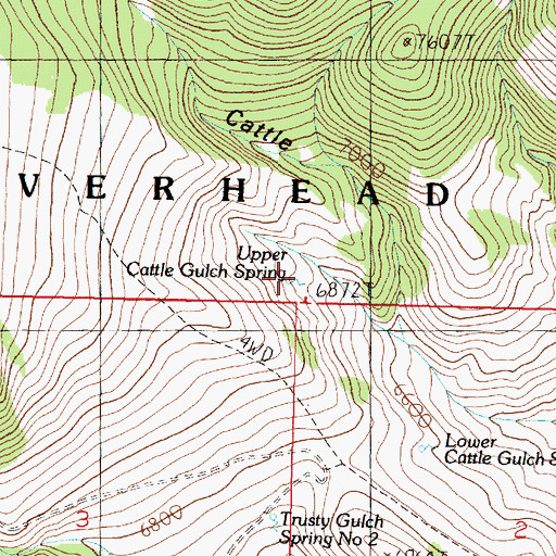 Topographic Map of Upper Cattle Gulch Spring, MT