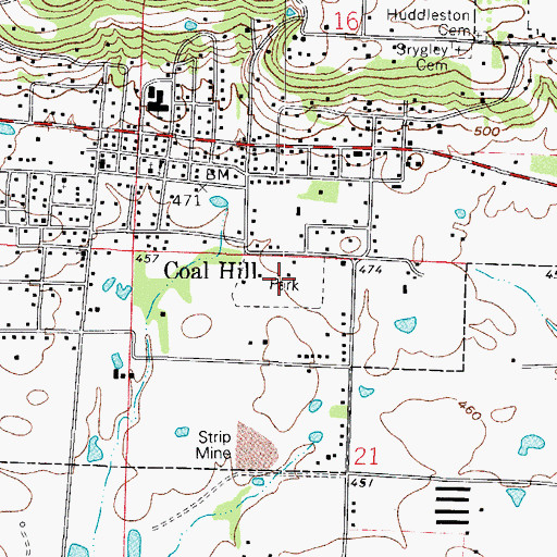 Topographic Map of Coal Hill City Park, AR