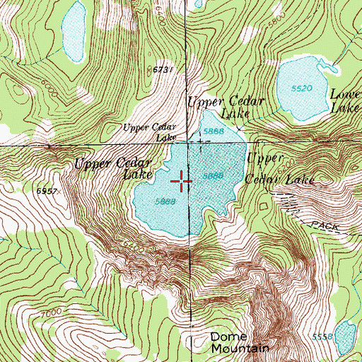 Topographic Map of Upper Cedar Lake, MT