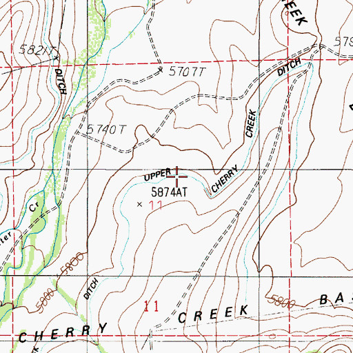 Topographic Map of Upper Cherry Creek Ditch, MT