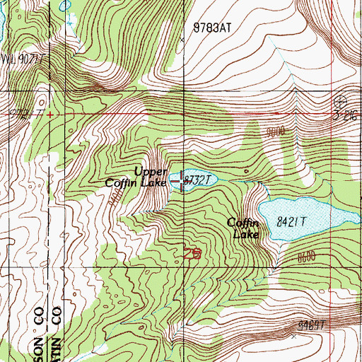Topographic Map of Upper Coffin Lake, MT