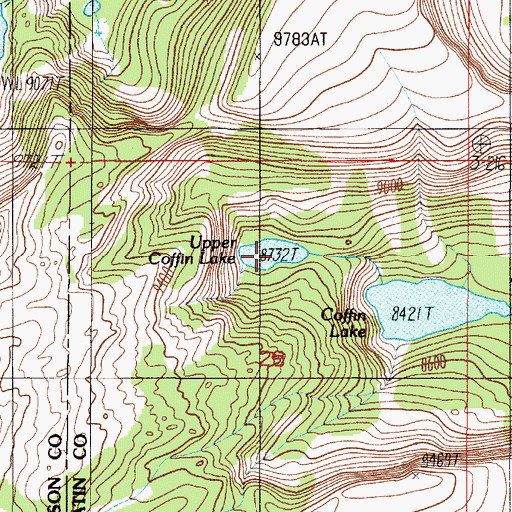 Topographic Map of Upper Coffin Lake, MT