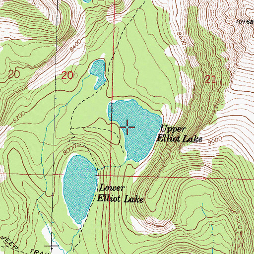 Topographic Map of Upper Elliot Lake, MT