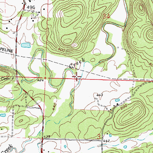 Topographic Map of Patsy Creek, AR