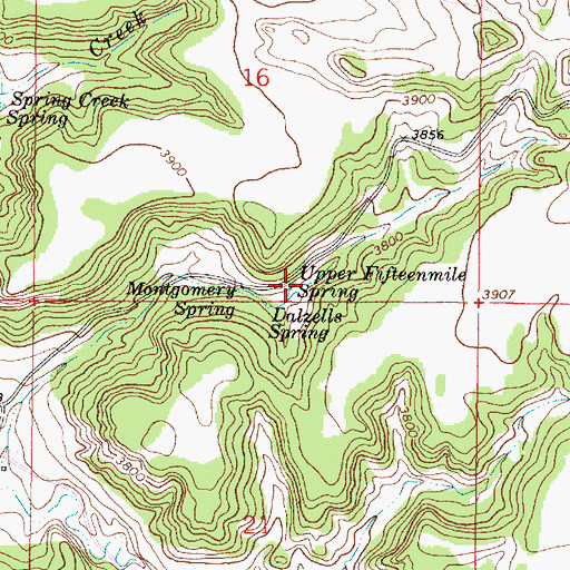 Topographic Map of Upper Fifteenmile Spring, MT