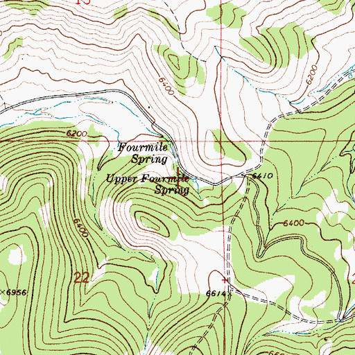 Topographic Map of Upper Fourmile Spring, MT